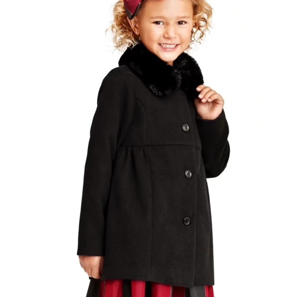 The Children’s Place - Black Faux Fur Collar Coat
